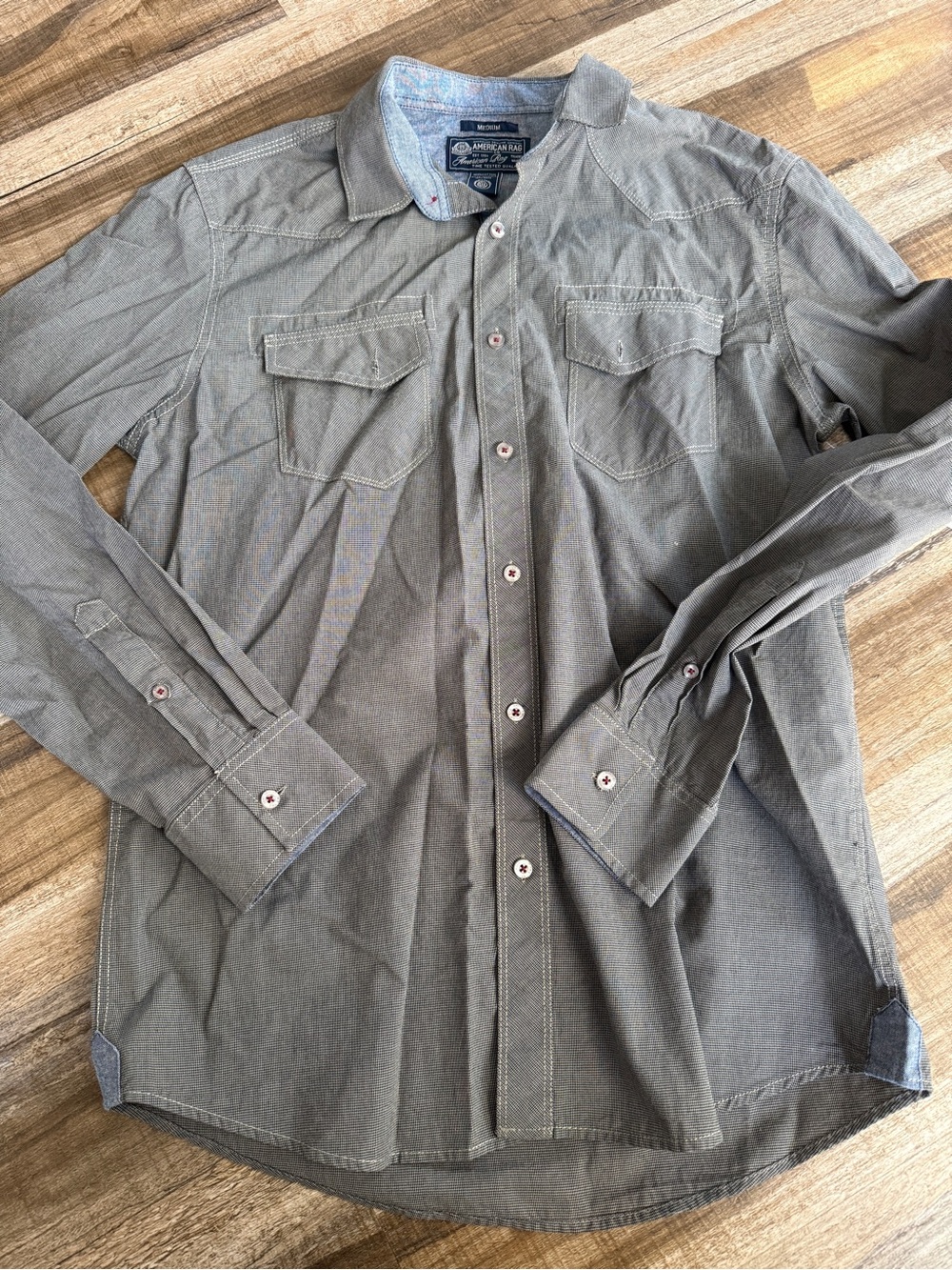 NWT American Rag Men’s Western Button Down Shirt Gray Medium
